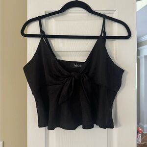 Fab'rik Elegant Black Tie-Front Crop Top
